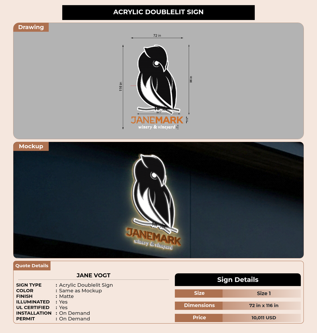 CUSTOM MOCKUP SIGN FOR Jane Vogt