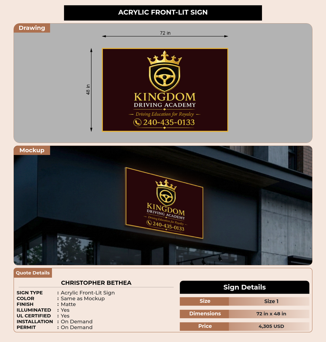 CUSTOM MOCKUP SIGN FOR Christopher Bethea