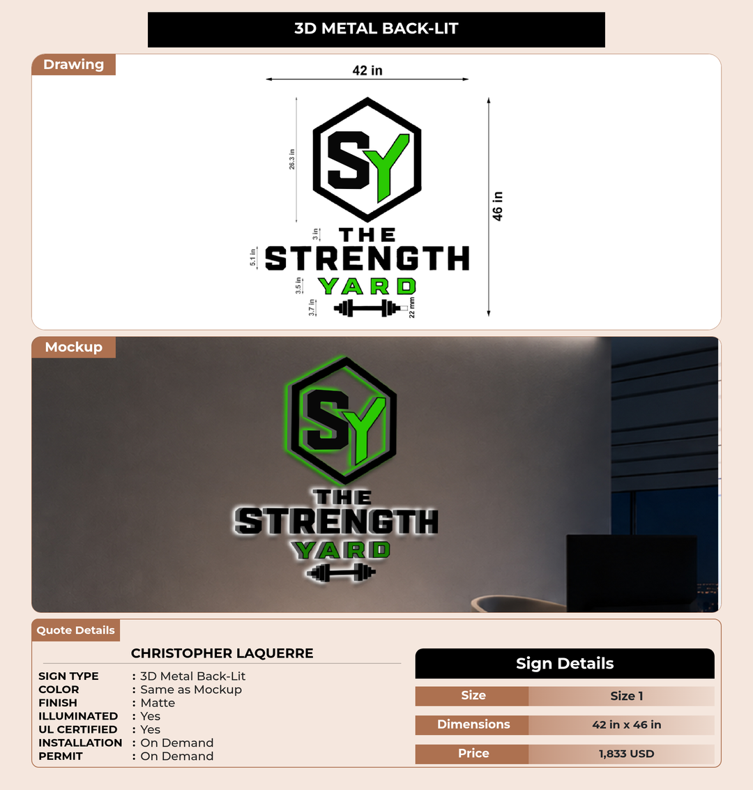 CUSTOM MOCKUP SIGN FOR Christopher Laquerre (Size Change)