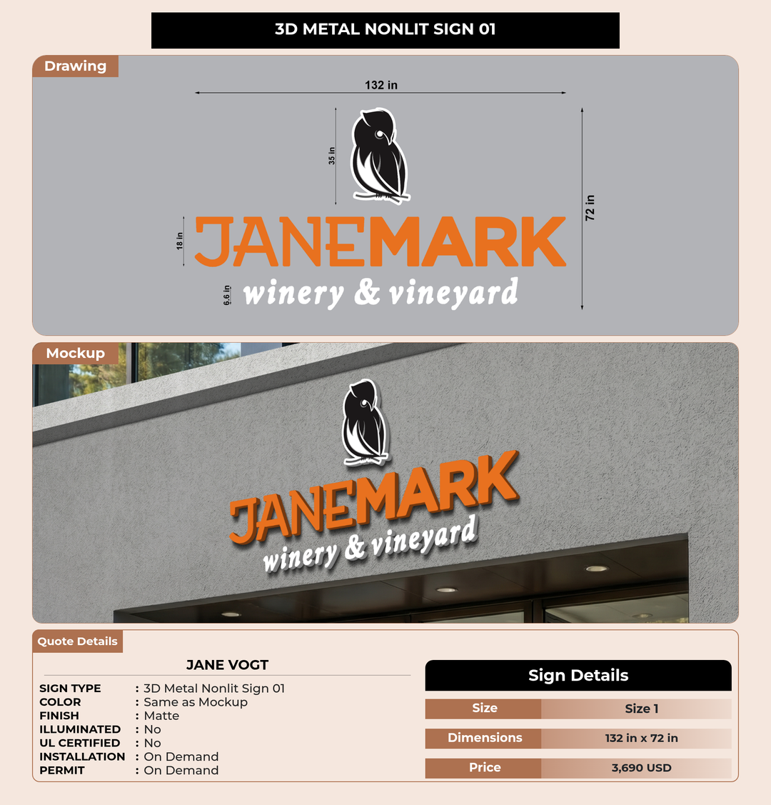 CUSTOM MOCKUP SIGN FOR Jane Vogt