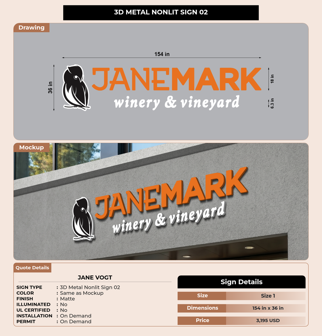 CUSTOM MOCKUP SIGN FOR Jane Vogt