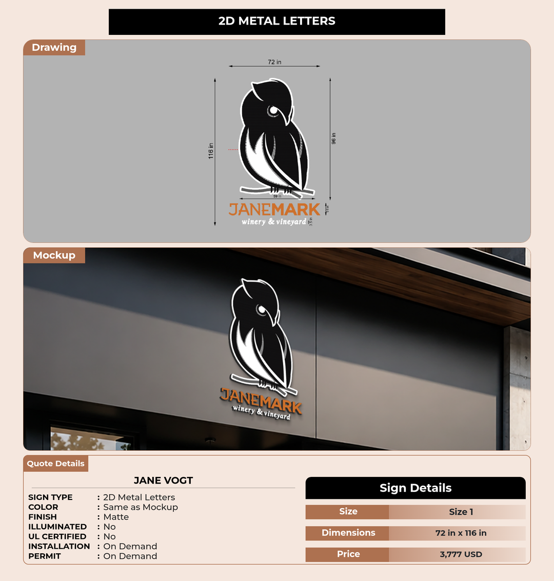CUSTOM MOCKUP SIGN FOR Jane Vogt