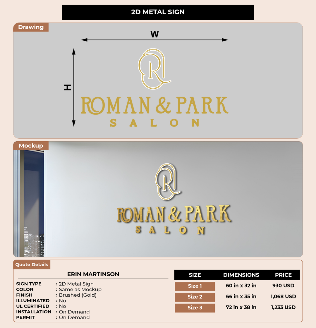 CUSTOM MOCKUP SIGN FOR Erin martinson