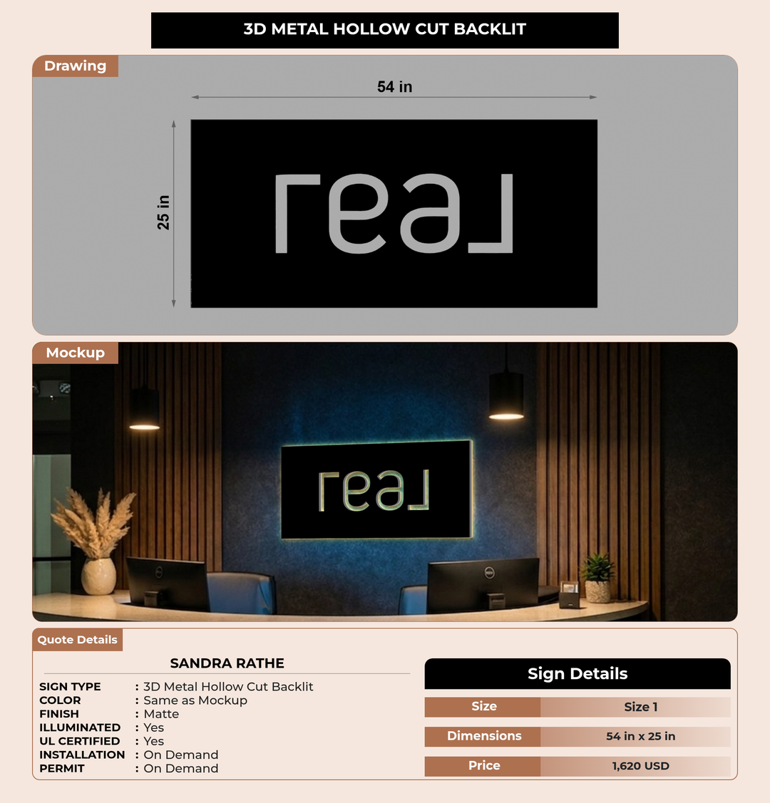 CUSTOM MOCKUP SIGN FOR Sandra rathe