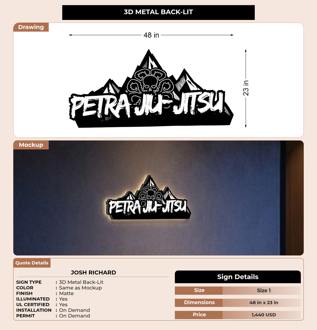 CUSTOM MOCKUP SIGN FOR Josh Richard