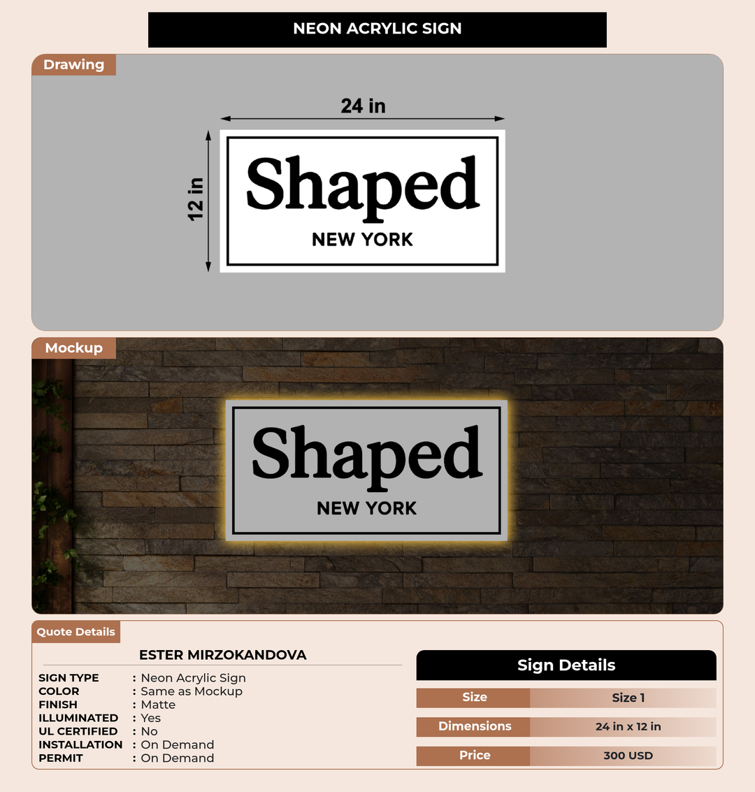 CUSTOM MOCKUP SIGN FOR Ester Mirzokandova