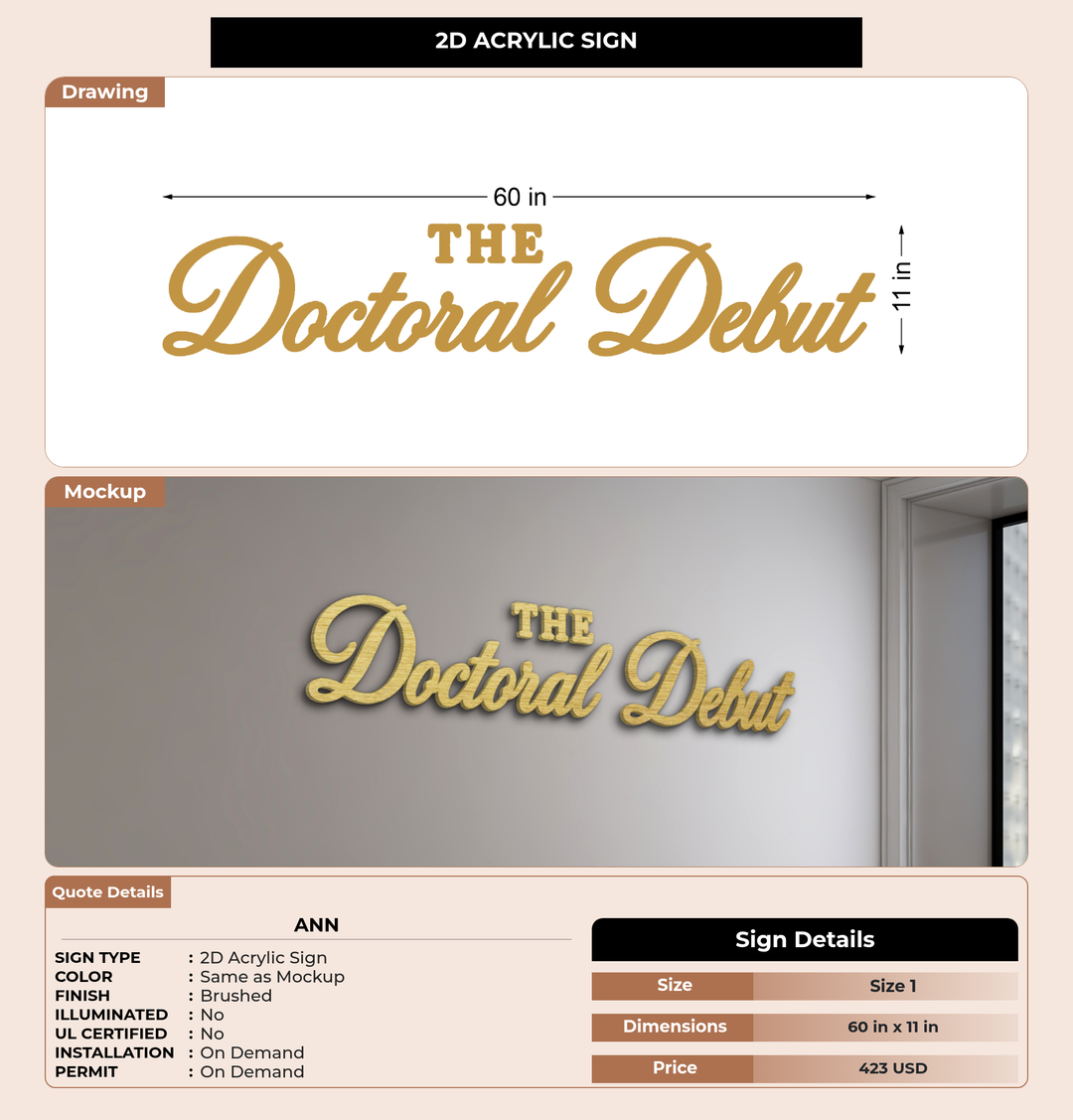 CUSTOM MOCKUP SIGN FOR Ann