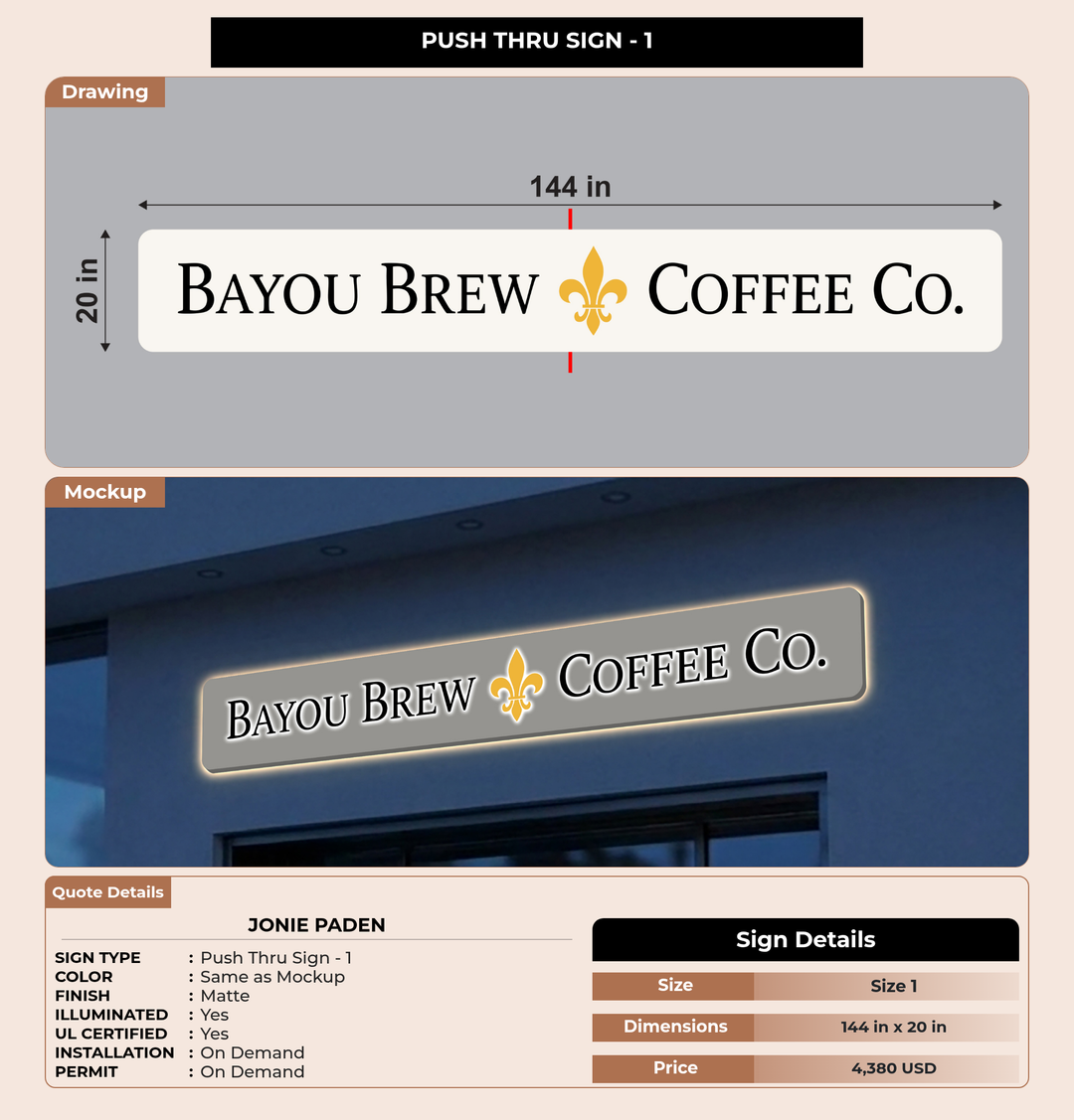CUSTOM MOCKUP SIGN FOR Jonie Paden