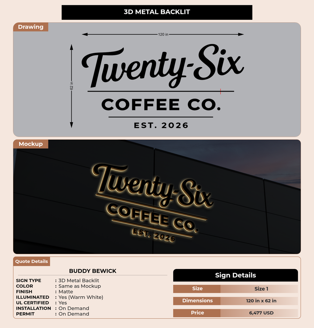 CUSTOM MOCKUP SIGN FOR Buddy Bewick
