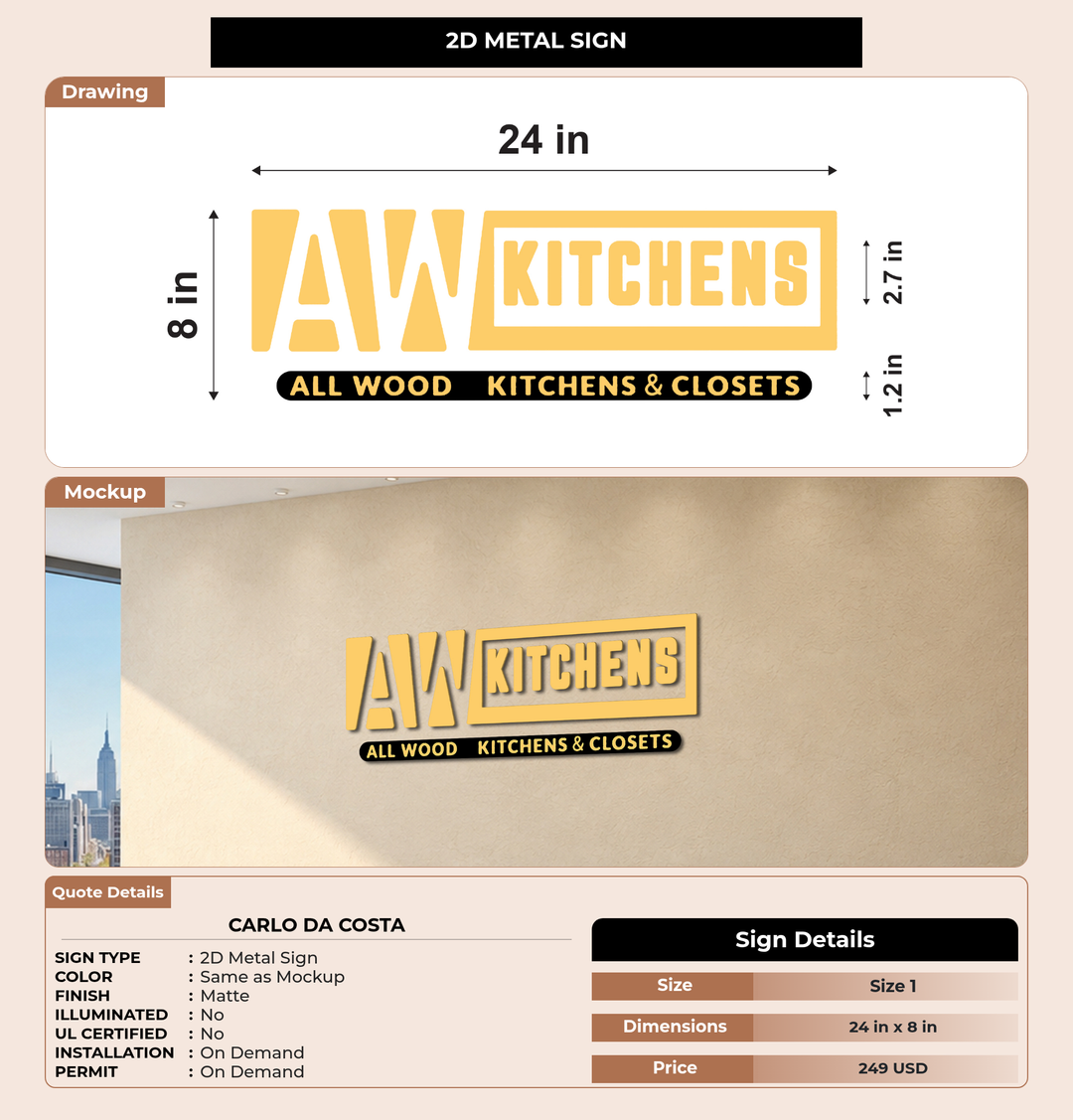 CUSTOM MOCKUP SIGN FOR Carlo da Costa