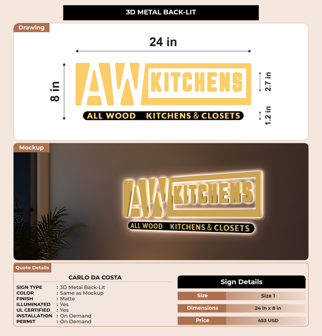 CUSTOM MOCKUP SIGN FOR Carlo da Costa