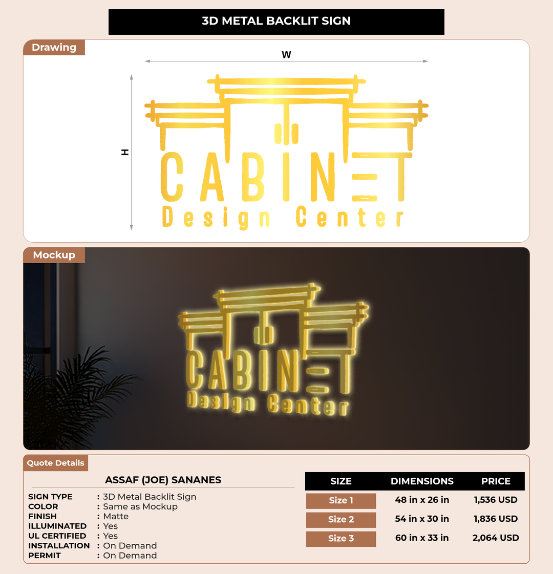 CUSTOM MOCKUP SIGN FOR Assaf (joe) Sananes