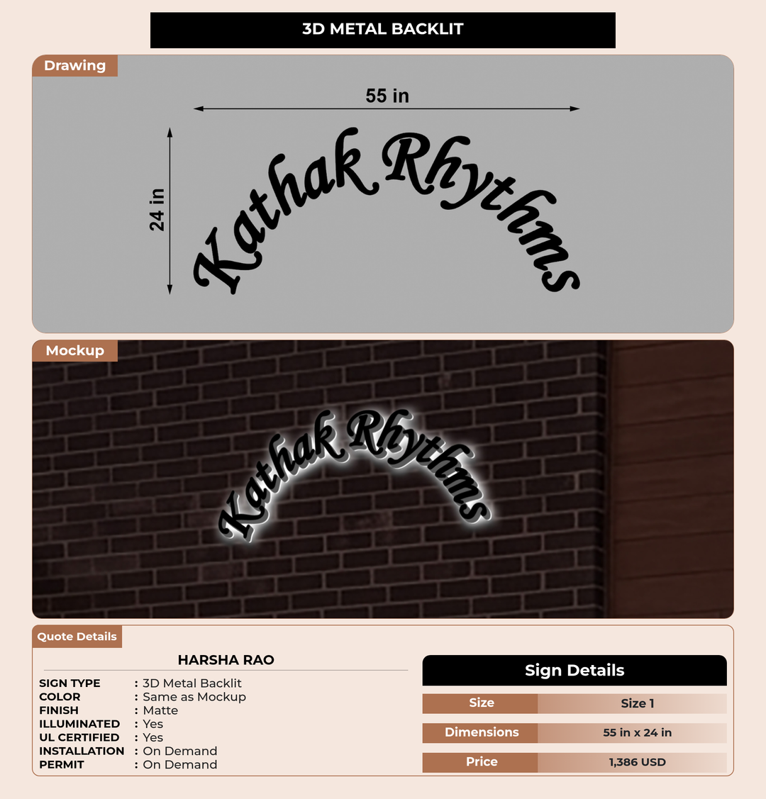 CUSTOM MOCKUP SIGN FOR Harsha Rao