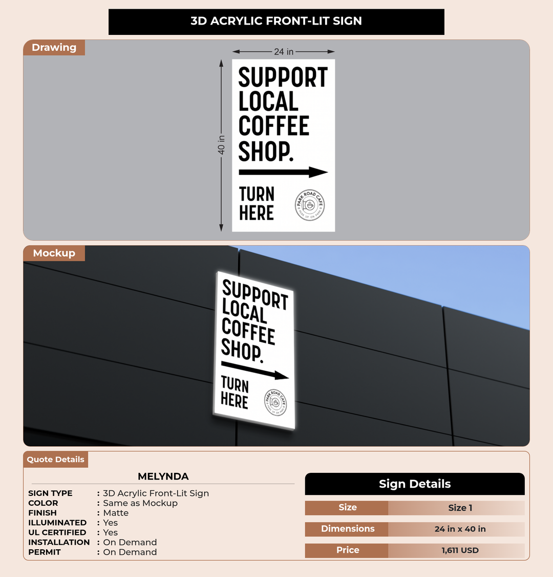 CUSTOM MOCKUP SIGN FOR Melynda