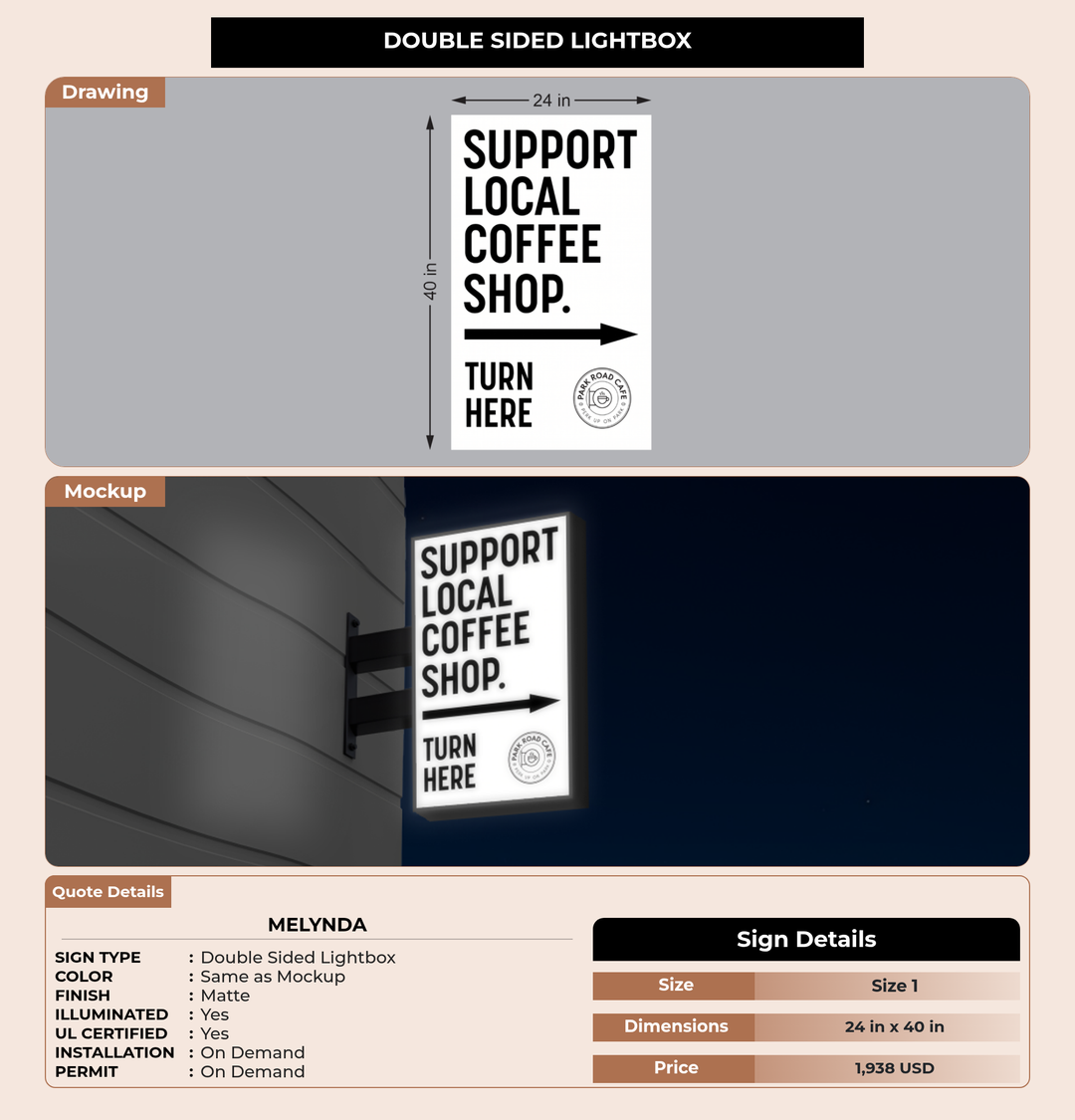 CUSTOM MOCKUP SIGN FOR Melynda