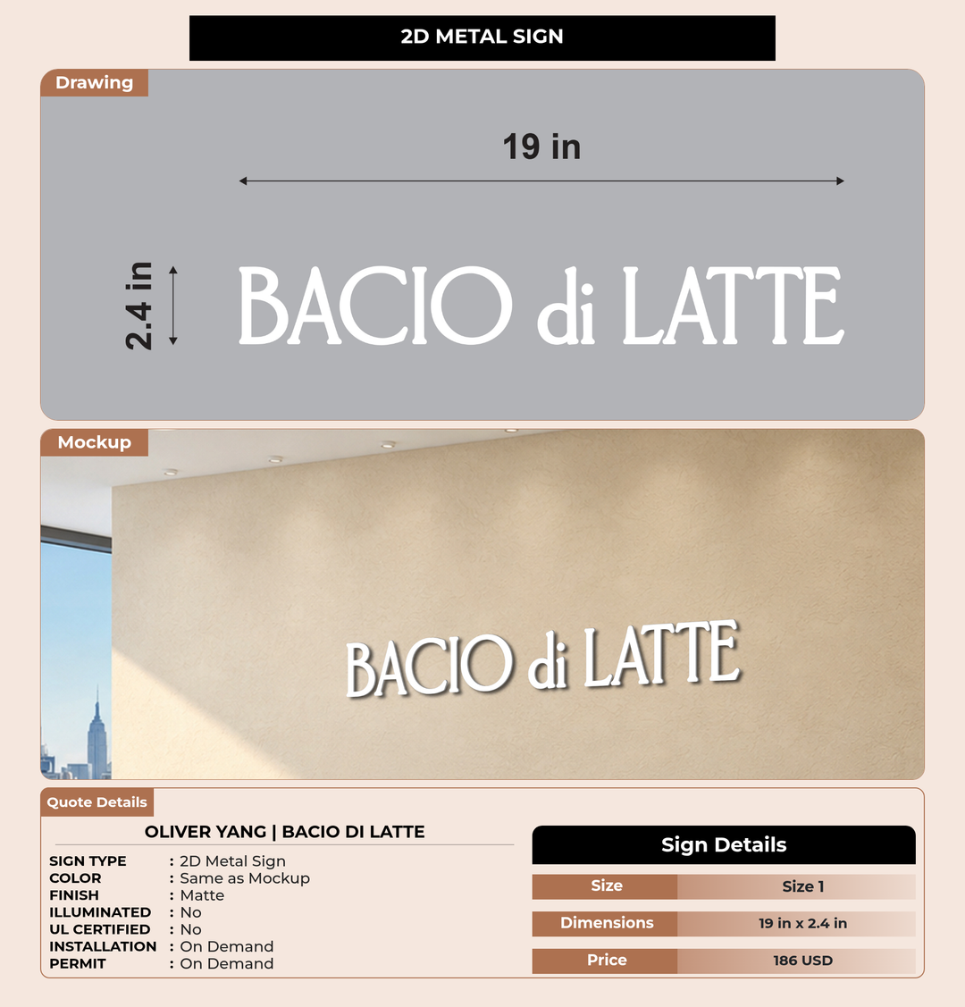 CUSTOM MOCKUP SIGN FOR Oliver Yang | Bacio di Latte