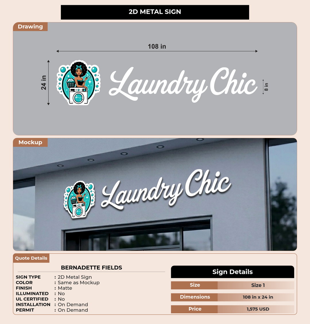 CUSTOM MOCKUP SIGN FOR Bernadette Fields