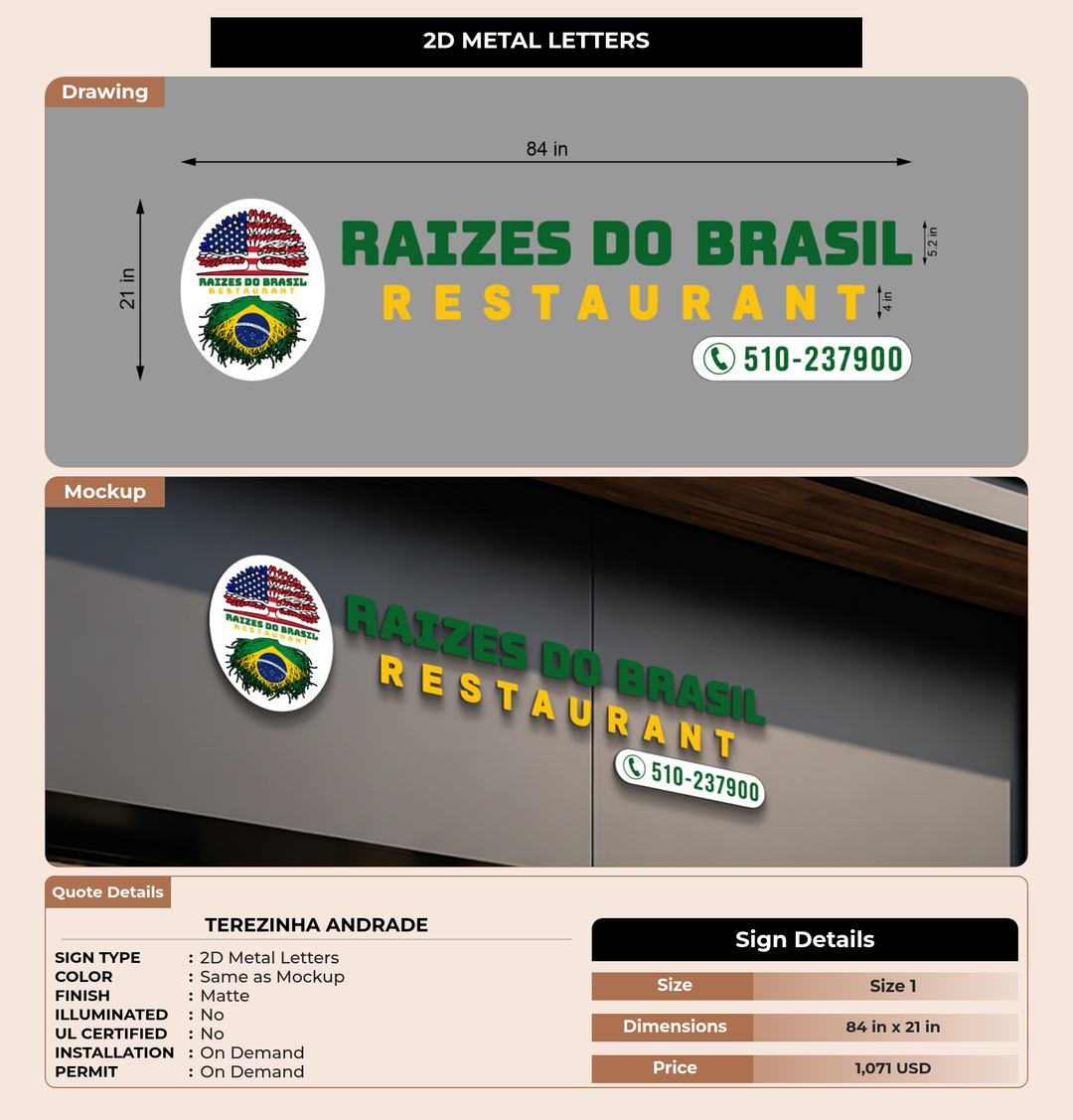 CUSTOM MOCKUP SIGN FOR Terezinha Andrade