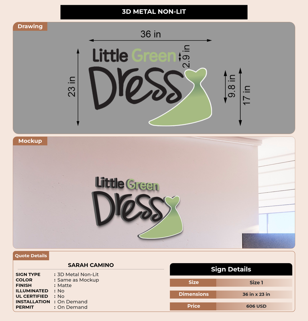 CUSTOM MOCKUP SIGN FOR Sarah Camino