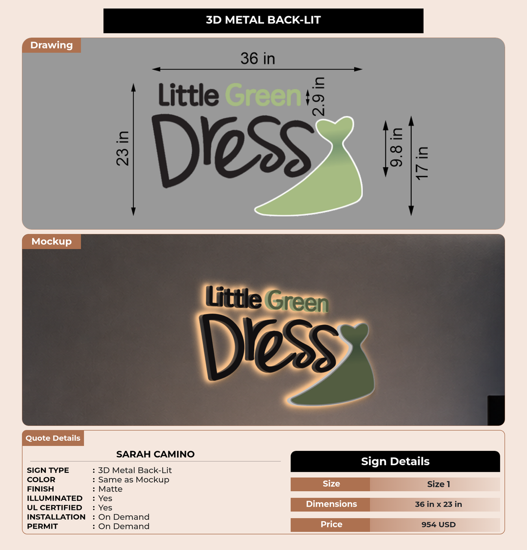 CUSTOM MOCKUP SIGN FOR Sarah Camino