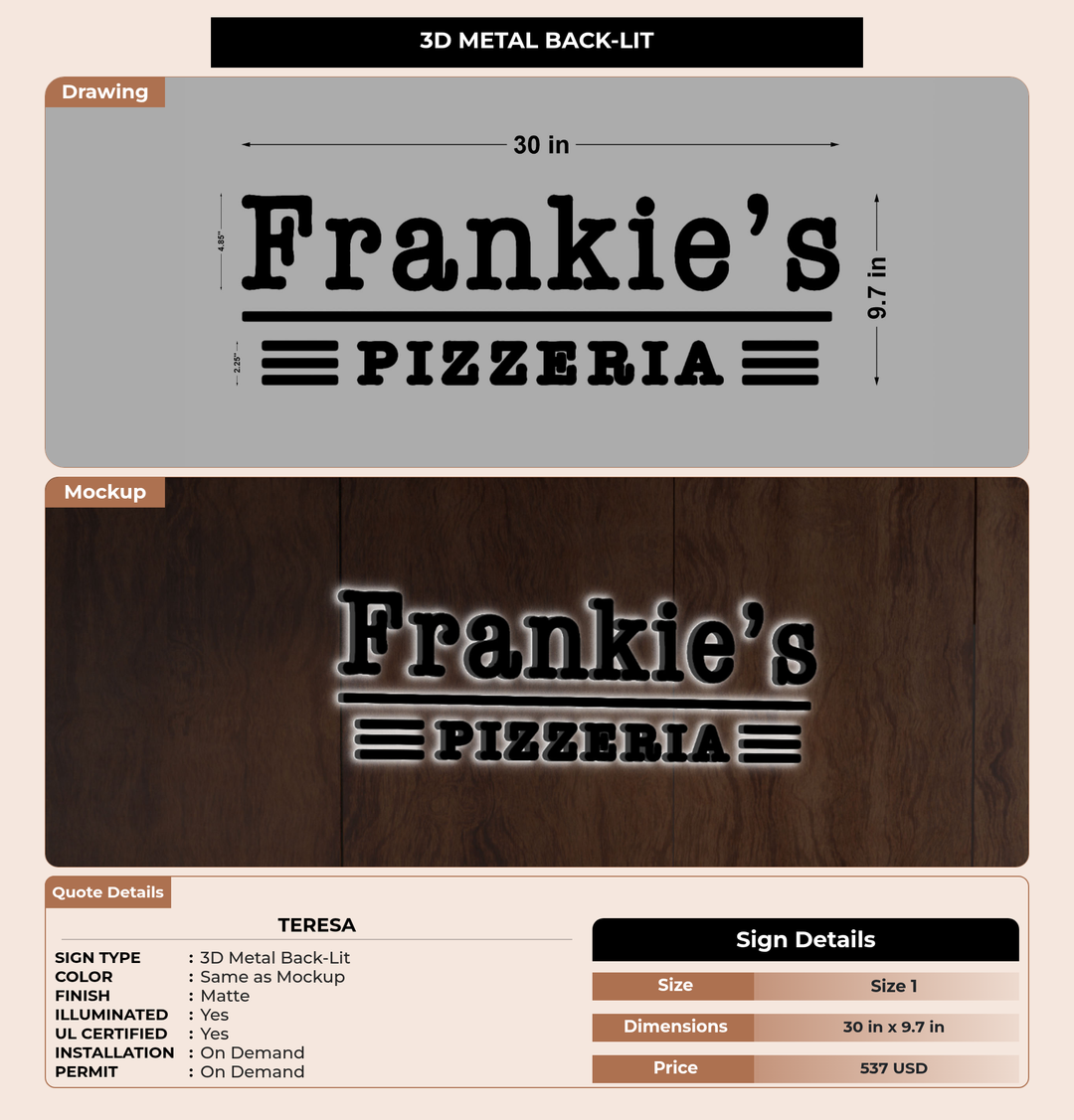CUSTOM MOCKUP SIGN FOR Teresa