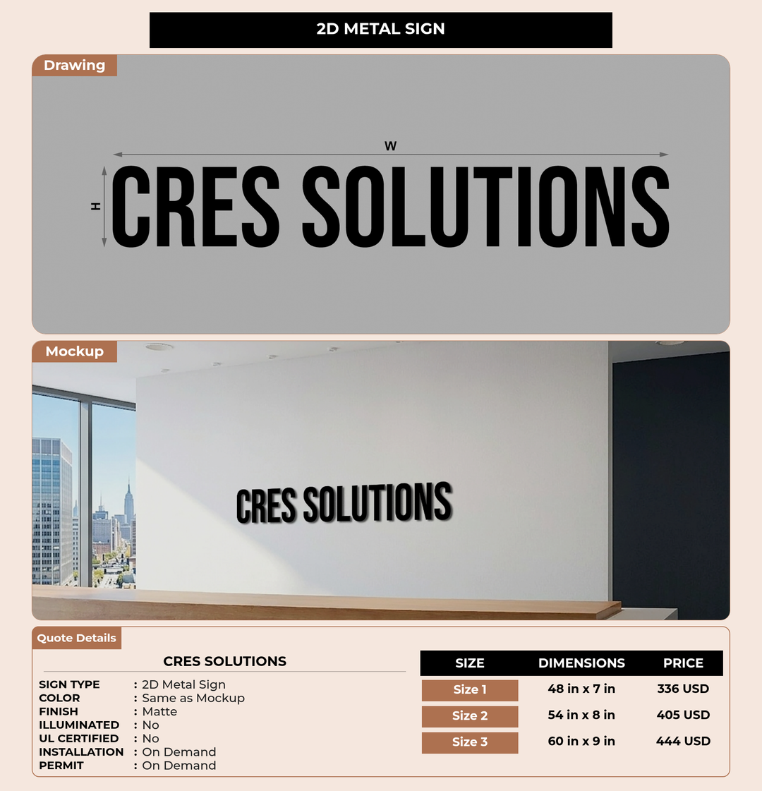 CUSTOM MOCKUP SIGN FOR cres solutions