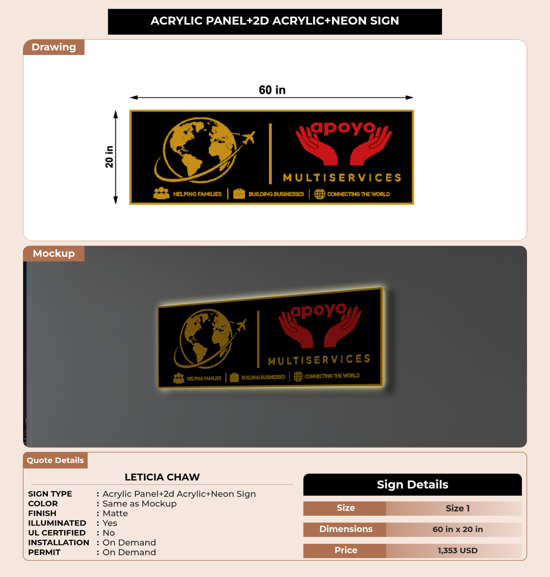 CUSTOM MOCKUP SIGN FOR LETICIA CHAW