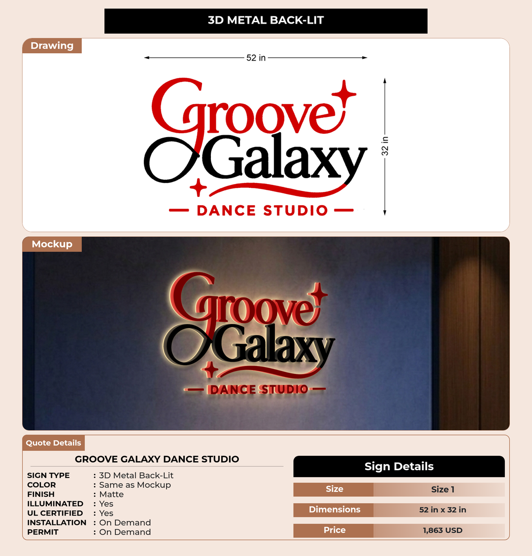 CUSTOM MOCKUP SIGN FOR Groove Galaxy Dance Studio