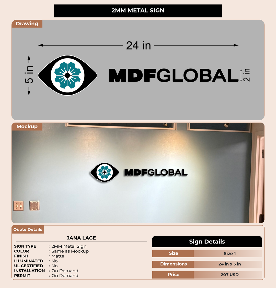 CUSTOM MOCKUP SIGN FOR Jana Lage