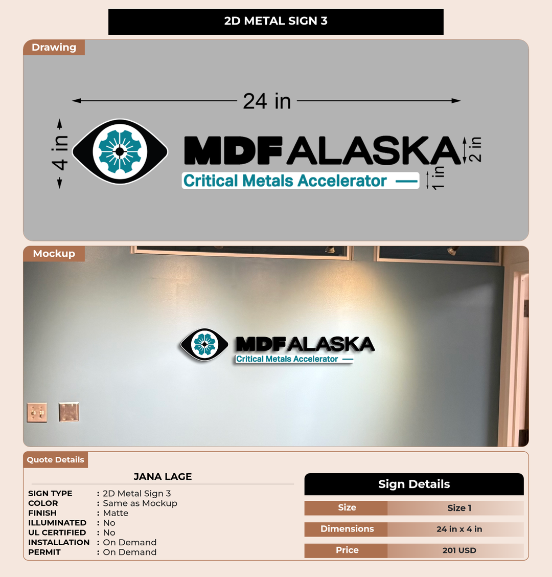 CUSTOM MOCKUP SIGN FOR Jana Lage