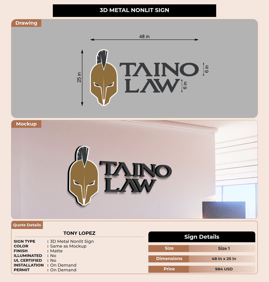 CUSTOM MOCKUP SIGN FOR Tony Lopez