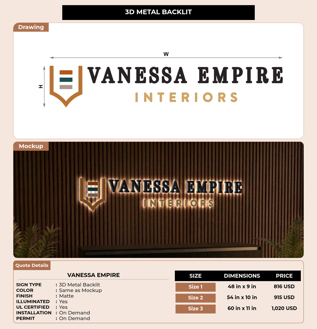 CUSTOM MOCKUP SIGN FOR Vanessa Empire