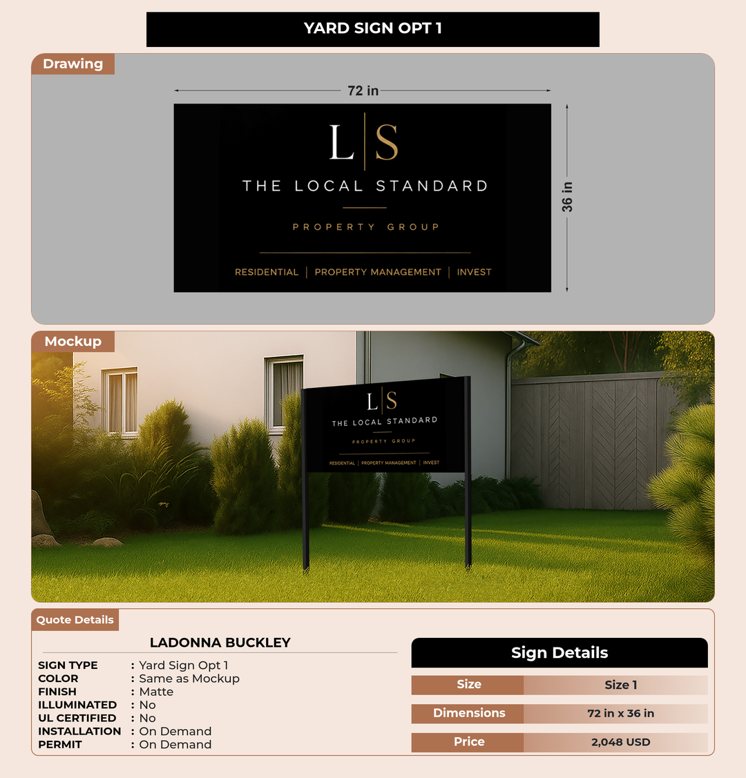 CUSTOM MOCKUP SIGN FOR LaDonna Buckley