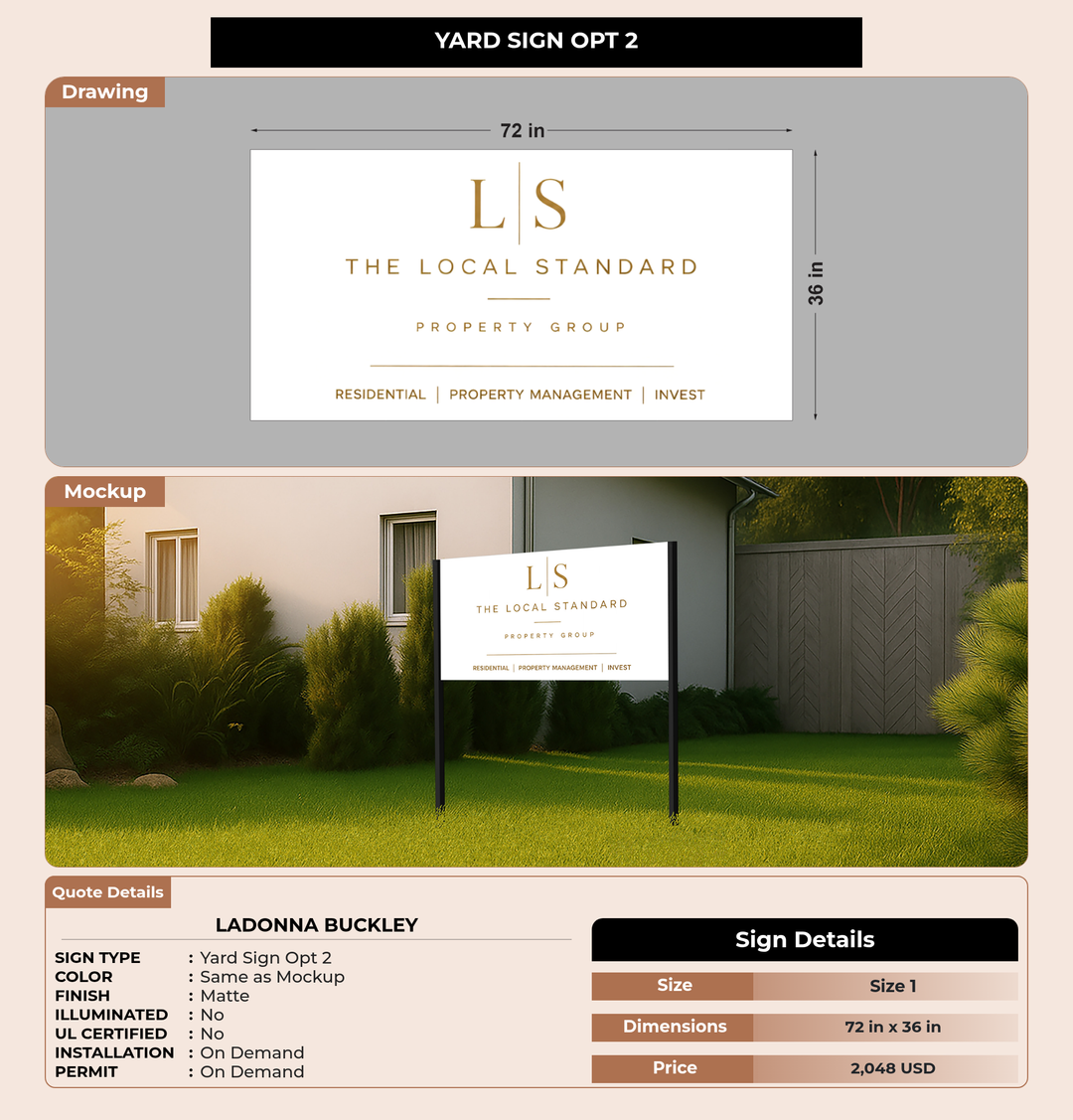 CUSTOM MOCKUP SIGN FOR LaDonna Buckley