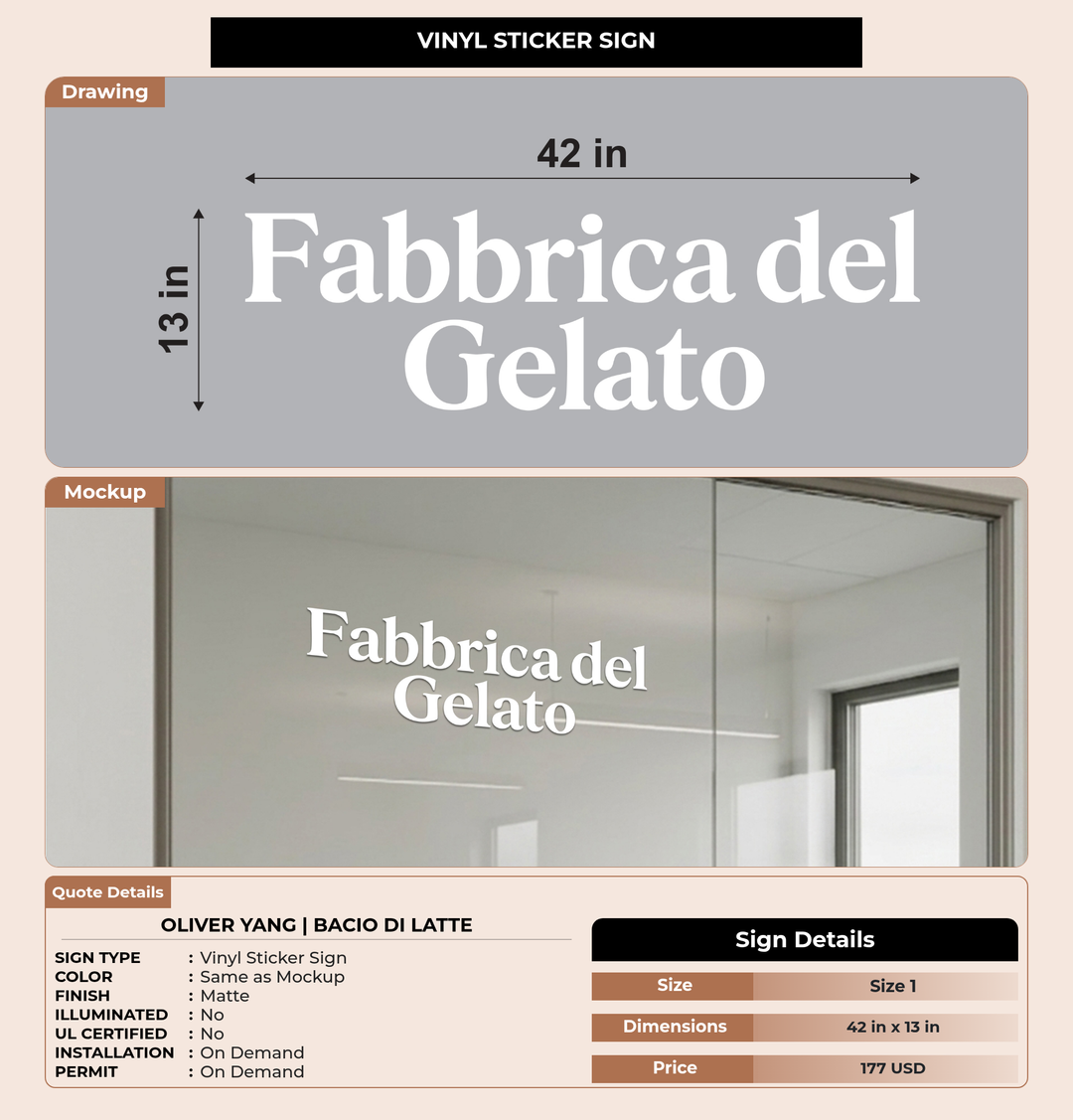 CUSTOM MOCKUP SIGN FOR Oliver Yang | Bacio di Latte