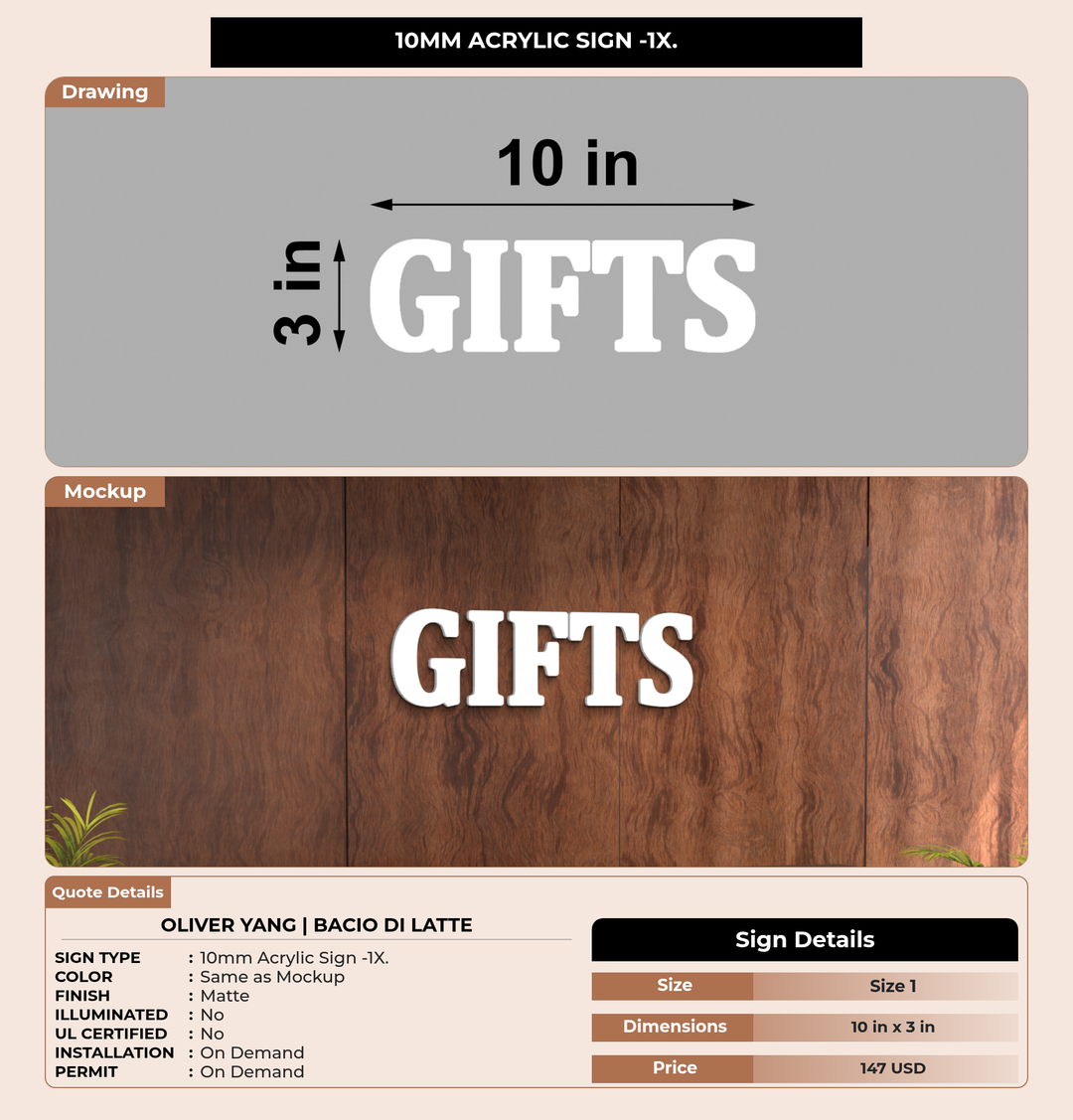 CUSTOM MOCKUP SIGN FOR Oliver Yang | Bacio di Latte
