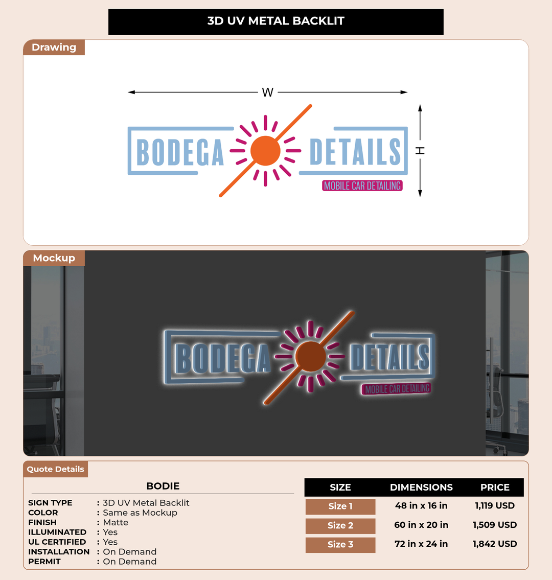 CUSTOM MOCKUP SIGN FOR Bodie