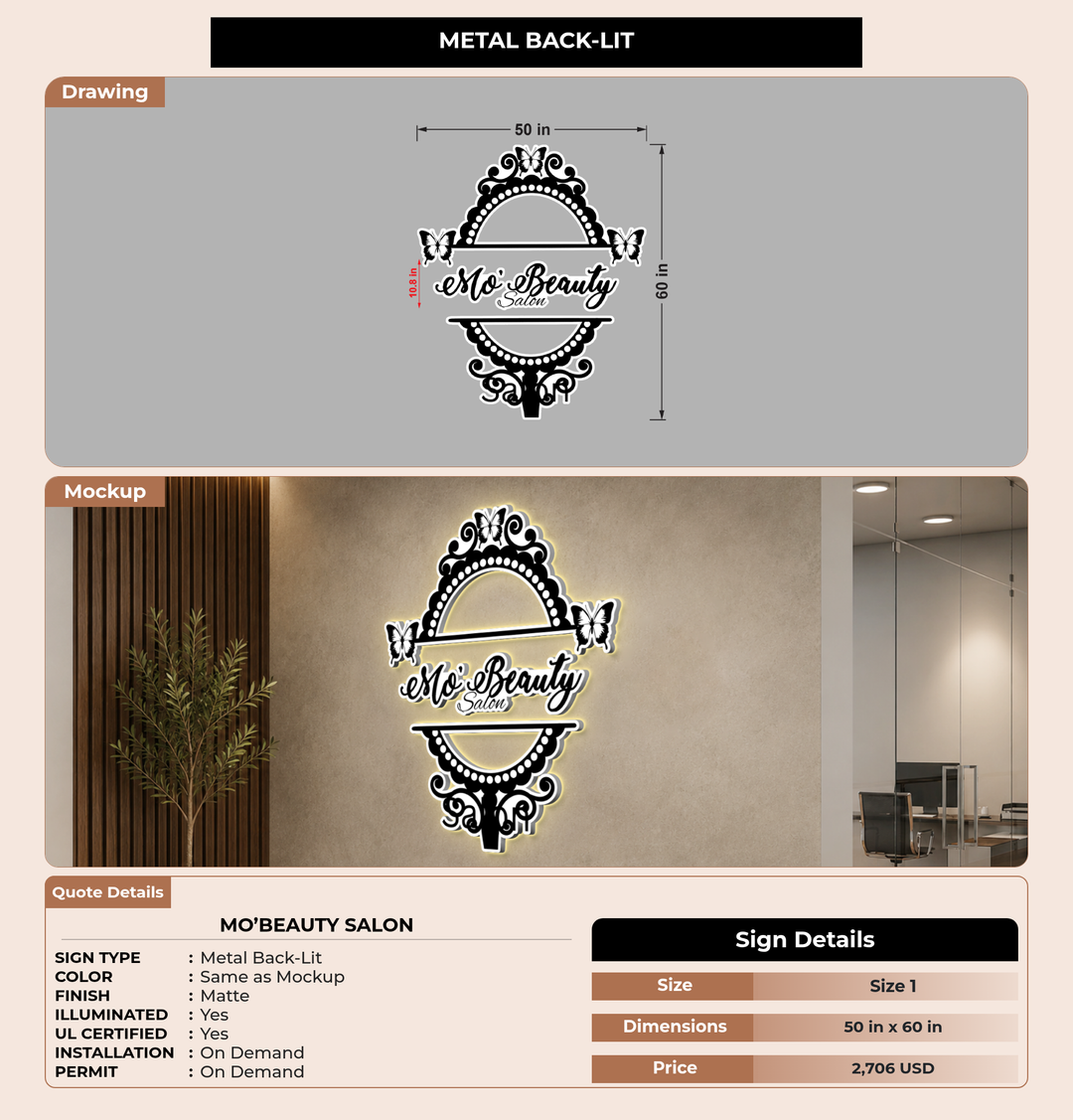 CUSTOM MOCKUP SIGN FOR Mo’Beauty Salon