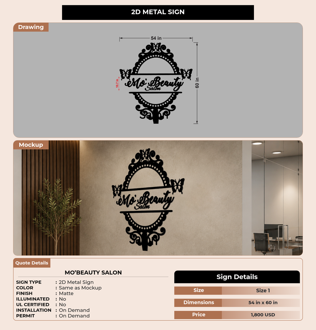 CUSTOM MOCKUP SIGN FOR Mo’Beauty Salon