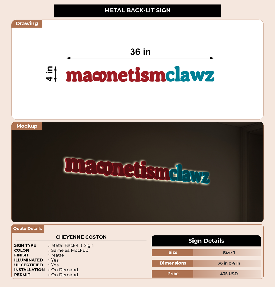 CUSTOM MOCKUP SIGN FOR Cheyenne Coston