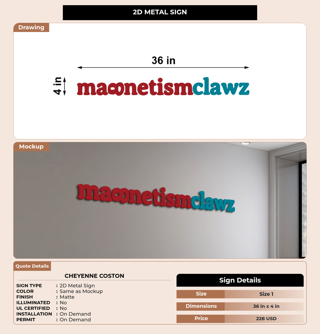 CUSTOM MOCKUP SIGN FOR Cheyenne Coston