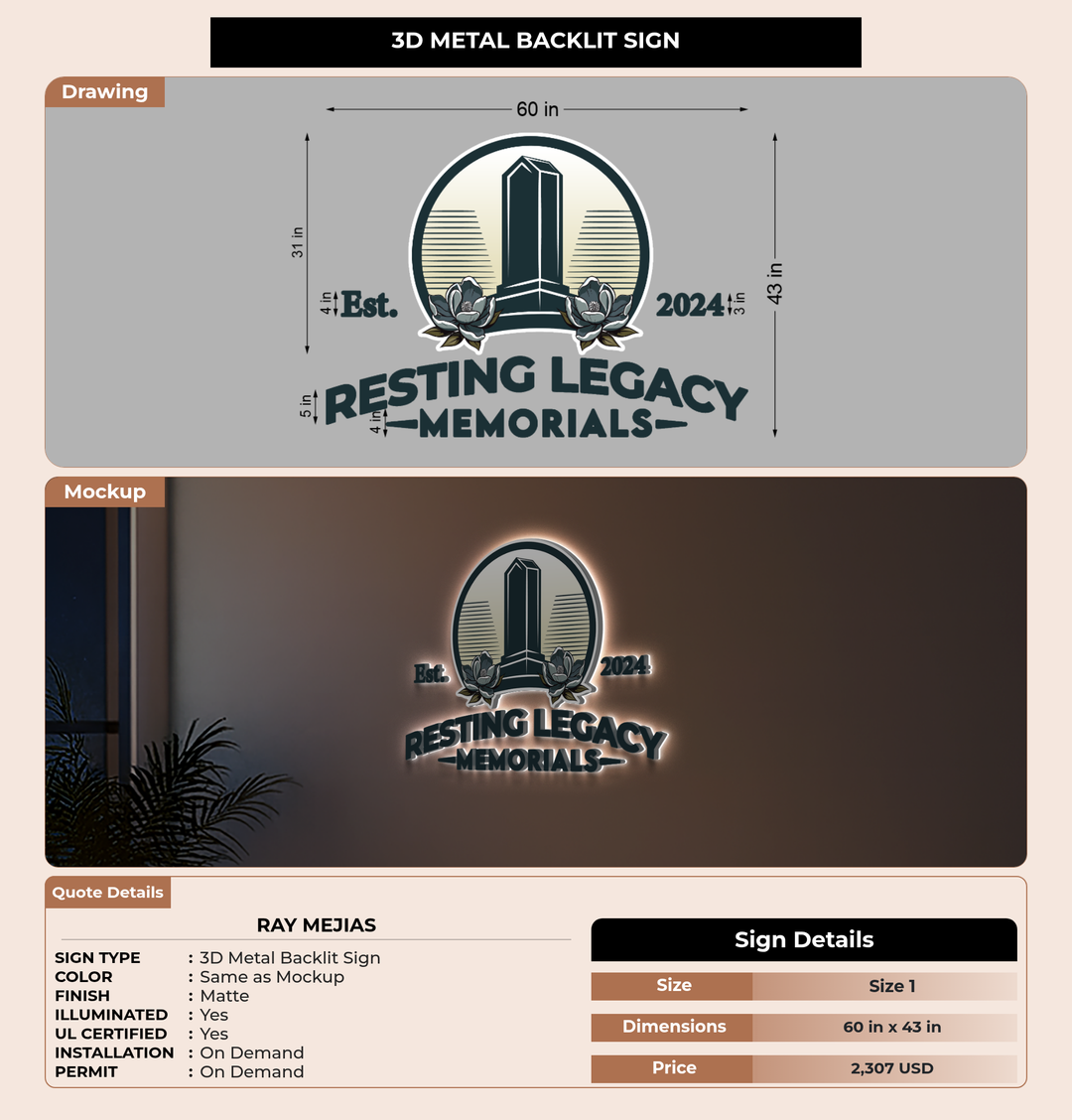 CUSTOM MOCKUP SIGN FOR Ray Mejias