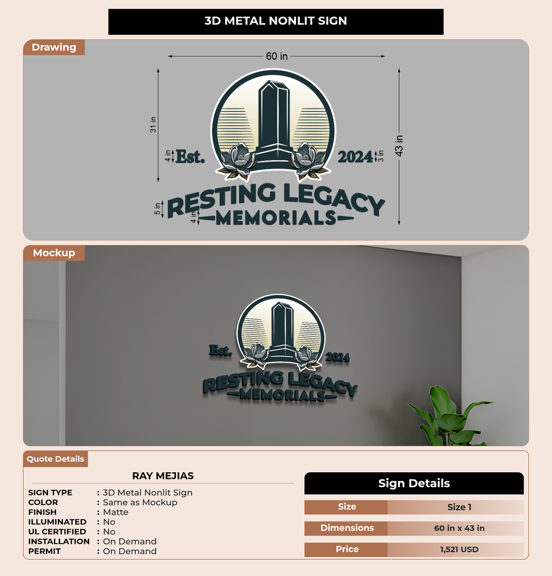 CUSTOM MOCKUP SIGN FOR Ray Mejias