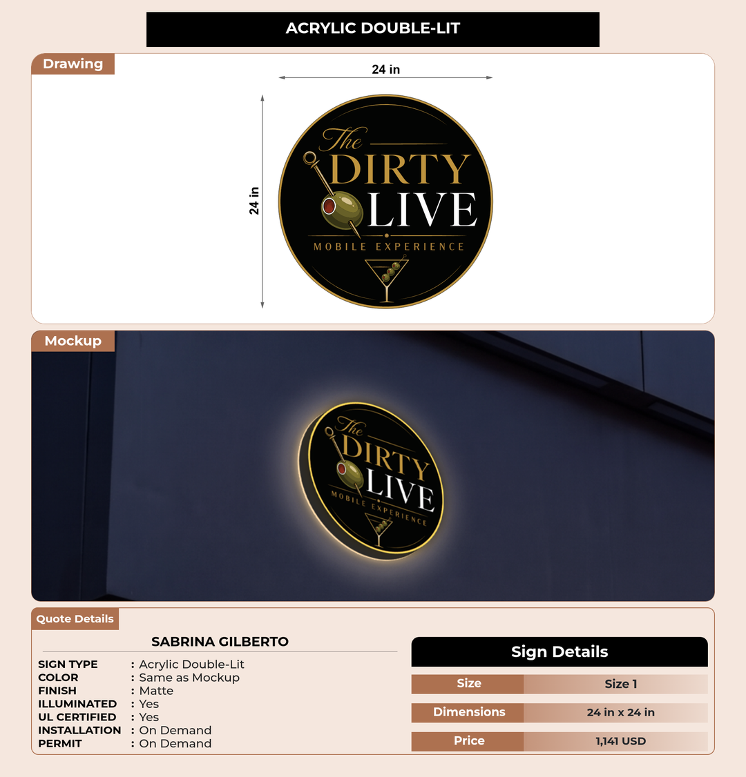 CUSTOM MOCKUP SIGN FOR Sabrina Gilberto