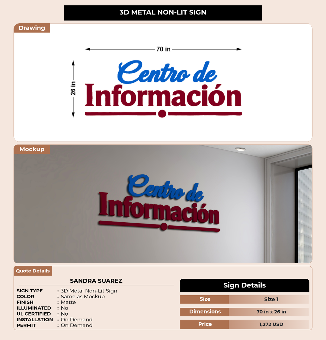 CUSTOM MOCKUP SIGN FOR Sandra Suarez