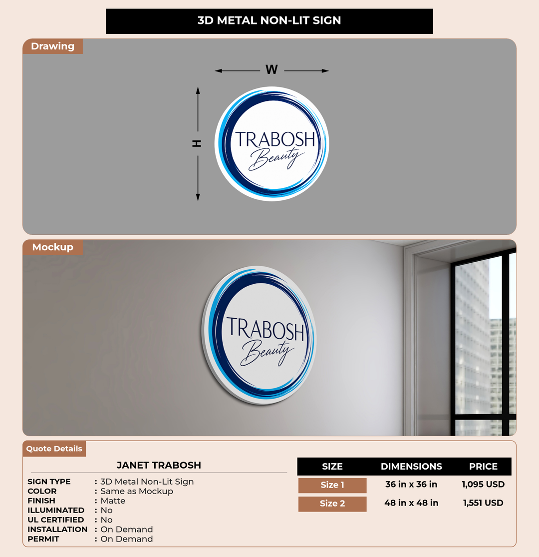 CUSTOM MOCKUP SIGN FOR janet trabosh