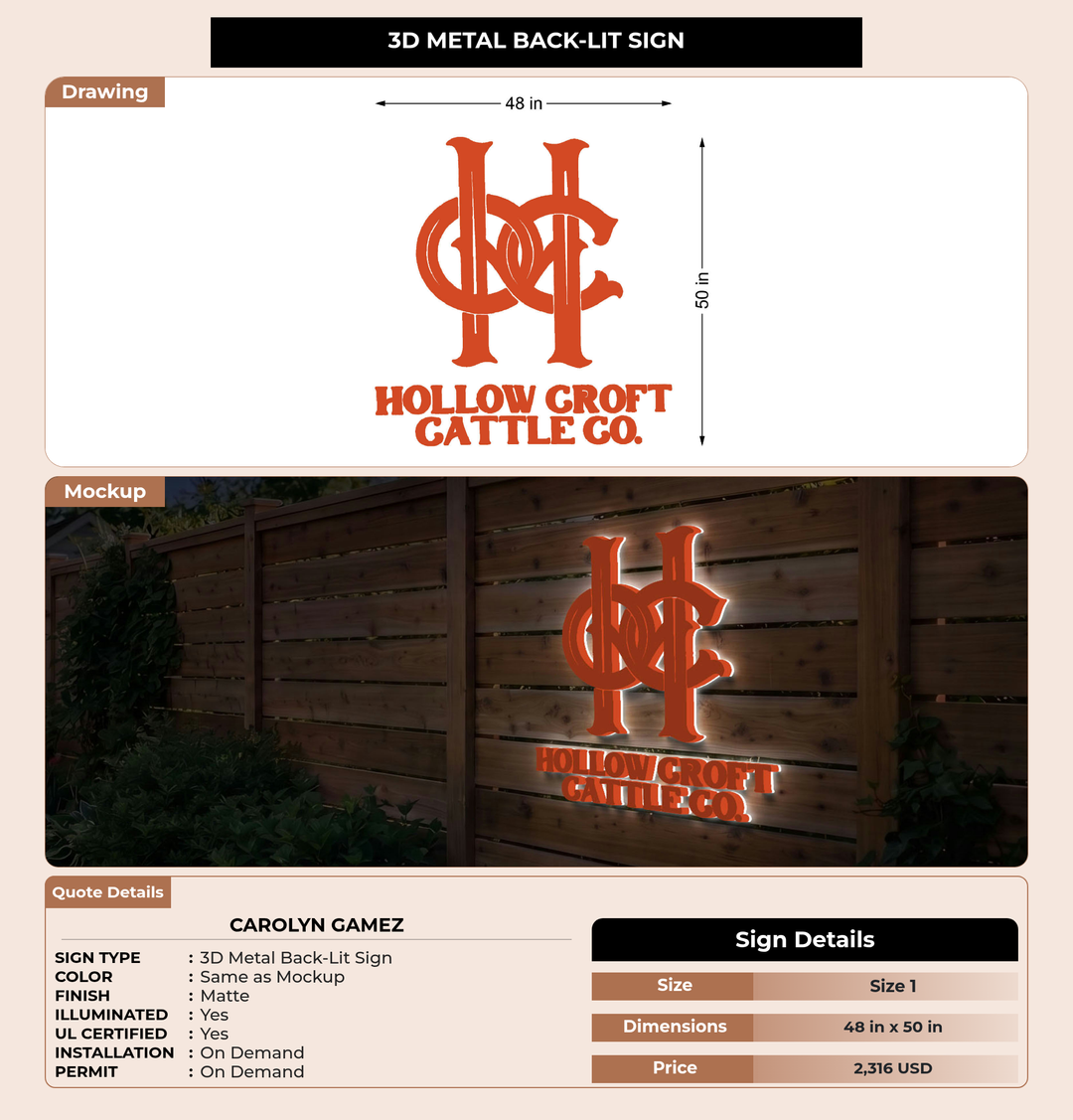 CUSTOM MOCKUP SIGN FOR Carolyn Gamez