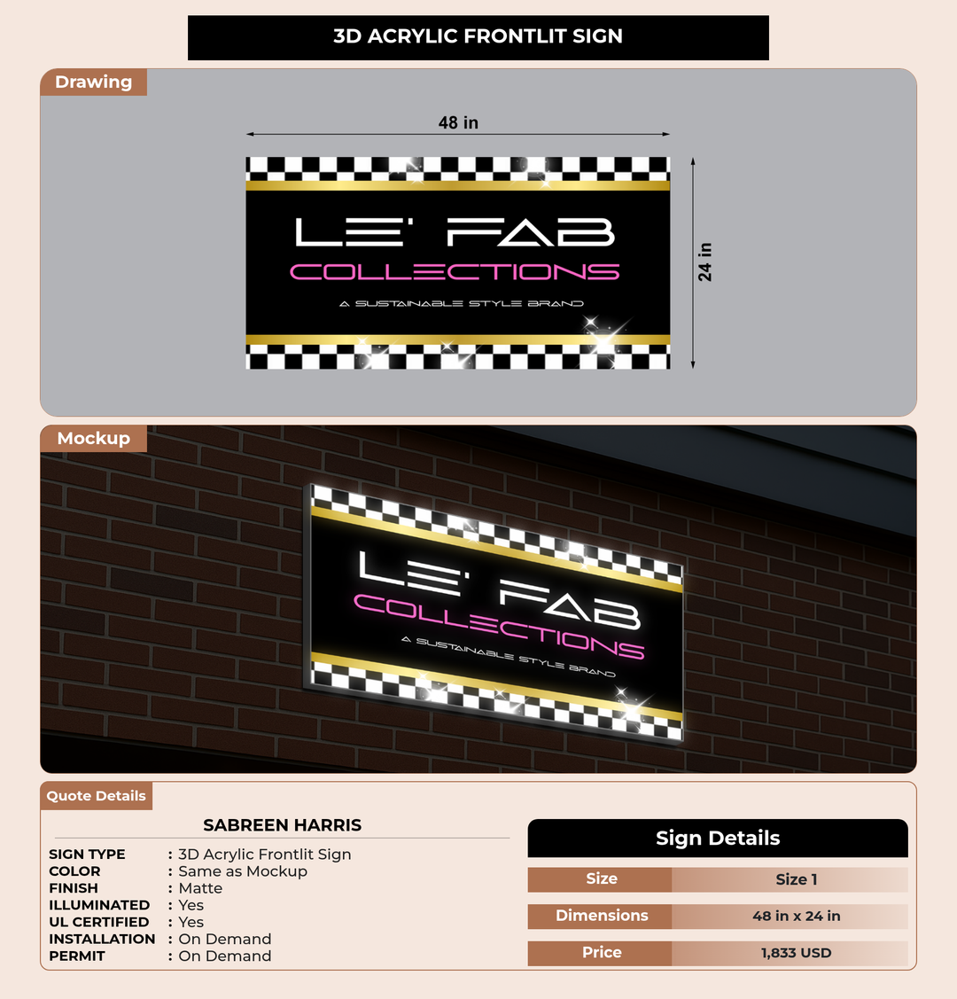 CUSTOM MOCKUP SIGN FOR Sabreen Harris
