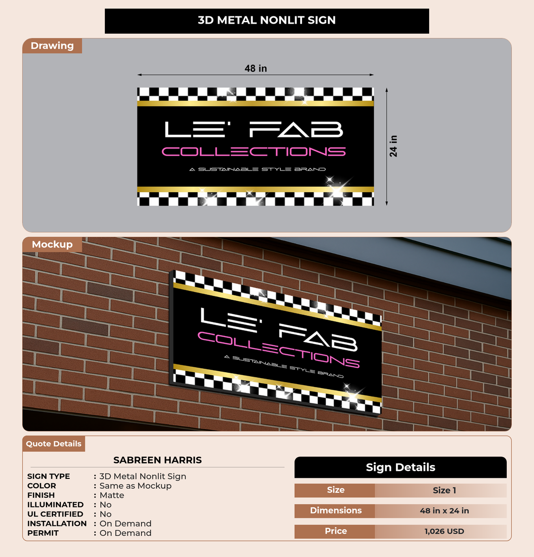 CUSTOM MOCKUP SIGN FOR Sabreen Harris