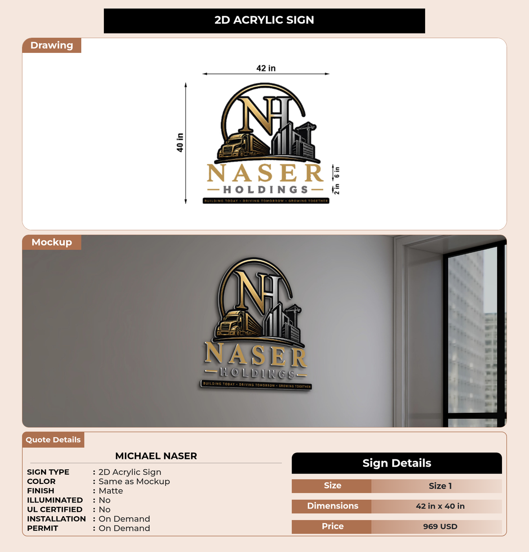 CUSTOM MOCKUP SIGN FOR Michael Naser